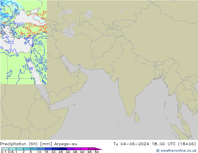 降水量 (6h) Arpege-eu 星期二 04.06.2024 00 UTC