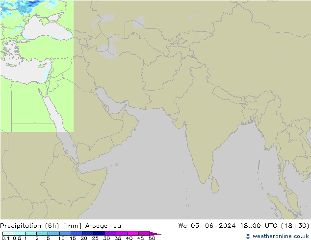 Precipitazione (6h) Arpege-eu mer 05.06.2024 00 UTC