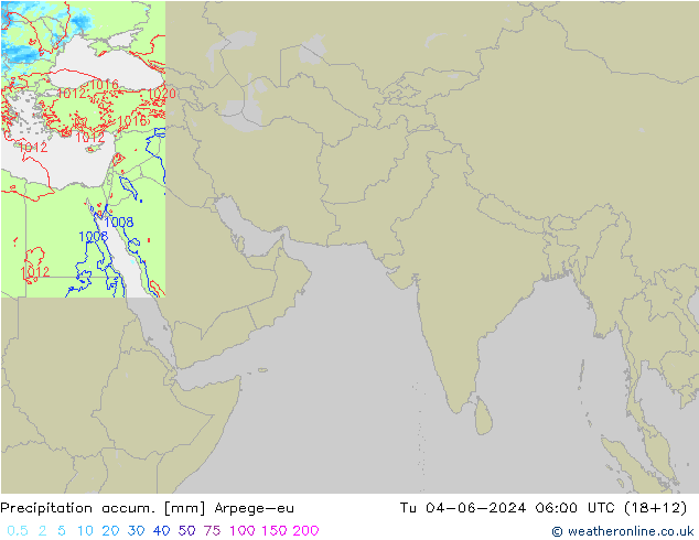 Toplam Yağış Arpege-eu Sa 04.06.2024 06 UTC