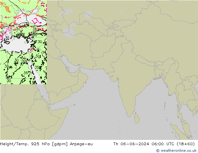 Height/Temp. 925 hPa Arpege-eu Čt 06.06.2024 06 UTC