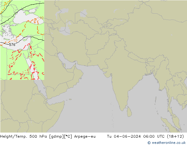 Height/Temp. 500 hPa Arpege-eu Út 04.06.2024 06 UTC