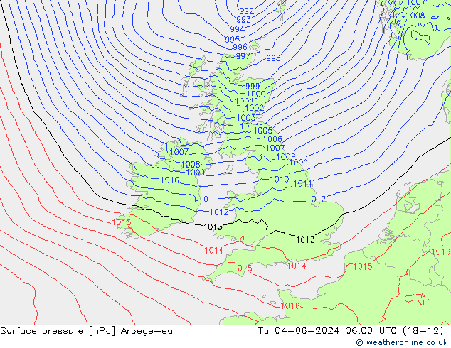 pression de l'air Arpege-eu mar 04.06.2024 06 UTC