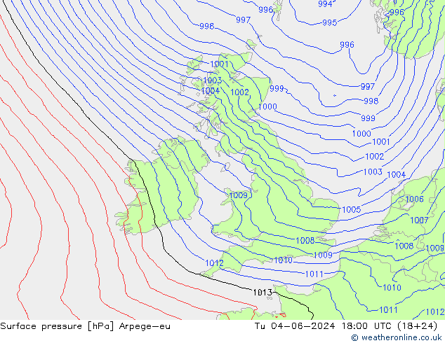 pression de l'air Arpege-eu mar 04.06.2024 18 UTC