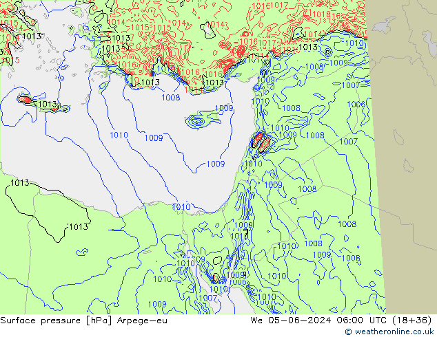 Atmosférický tlak Arpege-eu St 05.06.2024 06 UTC