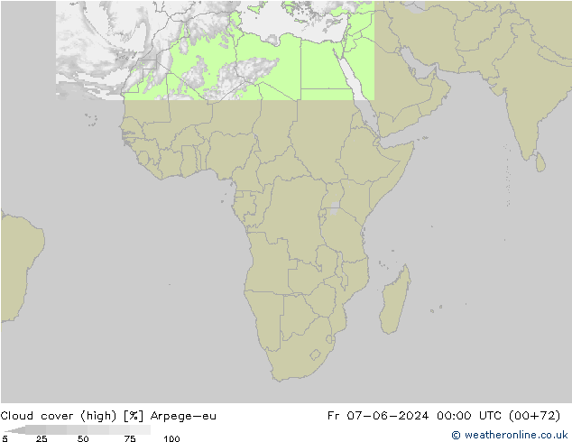 Nuages (élevé) Arpege-eu ven 07.06.2024 00 UTC