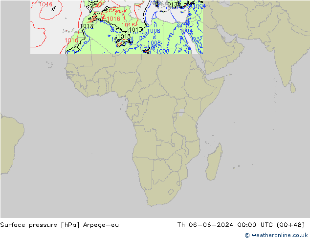 Surface pressure Arpege-eu Th 06.06.2024 00 UTC