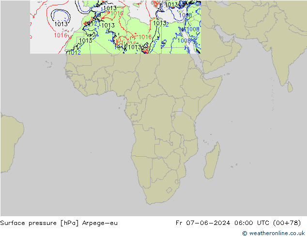 Surface pressure Arpege-eu Fr 07.06.2024 06 UTC