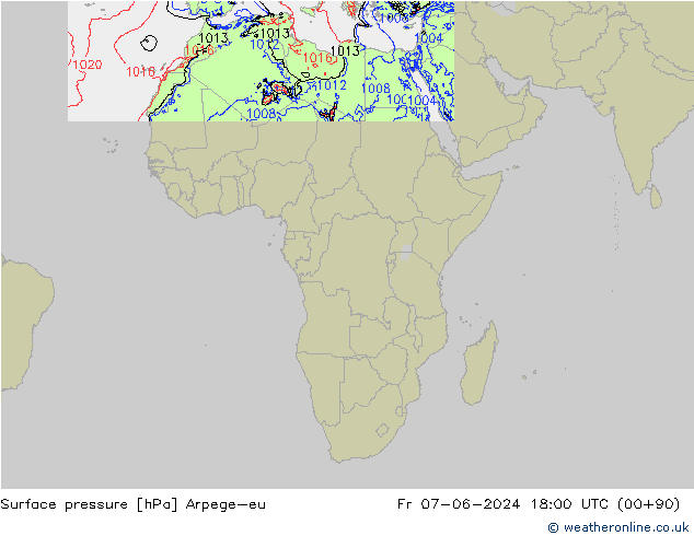 Luchtdruk (Grond) Arpege-eu vr 07.06.2024 18 UTC