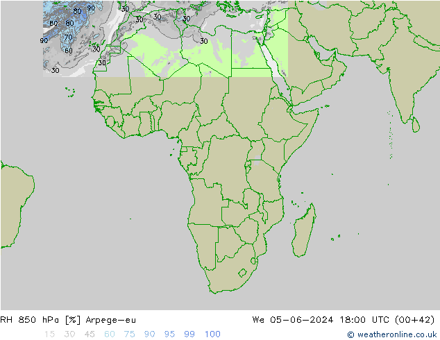 RV 850 hPa Arpege-eu wo 05.06.2024 18 UTC