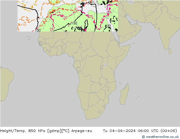 Height/Temp. 850 hPa Arpege-eu Ter 04.06.2024 06 UTC