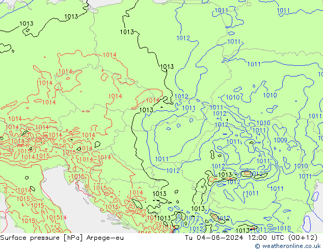 приземное давление Arpege-eu вт 04.06.2024 12 UTC