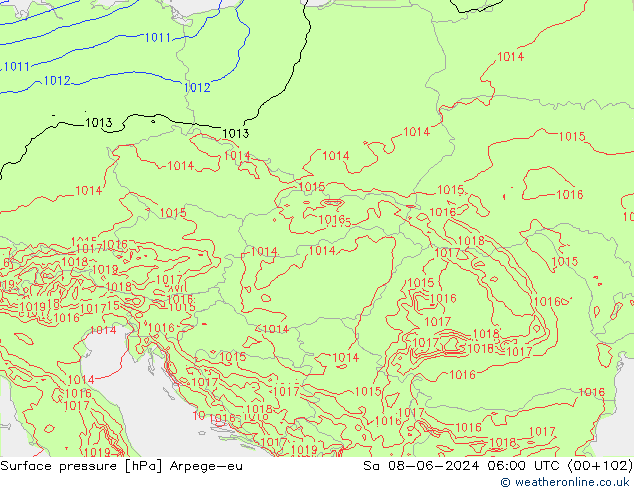 Luchtdruk (Grond) Arpege-eu za 08.06.2024 06 UTC