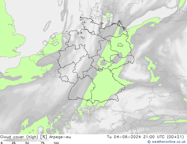 Nubes altas Arpege-eu mar 04.06.2024 21 UTC