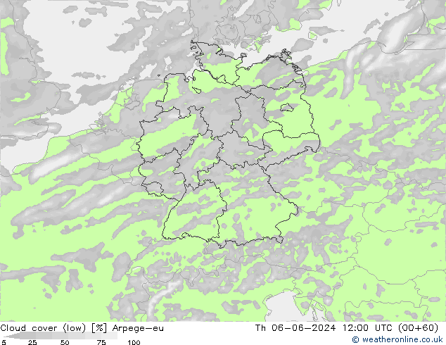 Nuages (bas) Arpege-eu jeu 06.06.2024 12 UTC