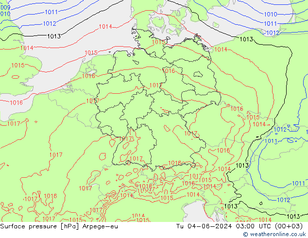 Yer basıncı Arpege-eu Sa 04.06.2024 03 UTC