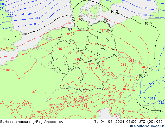 приземное давление Arpege-eu вт 04.06.2024 06 UTC