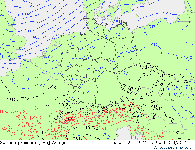 приземное давление Arpege-eu вт 04.06.2024 15 UTC