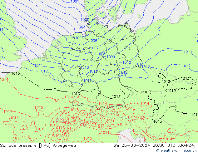 Surface pressure Arpege-eu We 05.06.2024 00 UTC