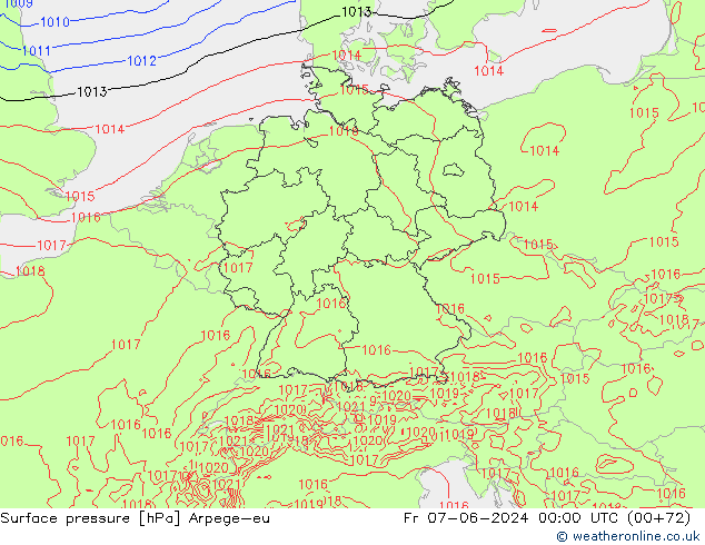 Surface pressure Arpege-eu Fr 07.06.2024 00 UTC