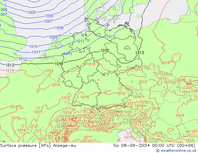 Surface pressure Arpege-eu Sa 08.06.2024 00 UTC