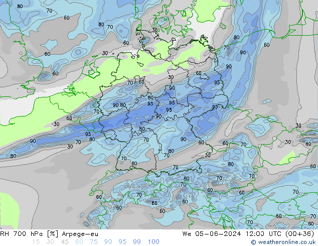 RH 700 hPa Arpege-eu We 05.06.2024 12 UTC