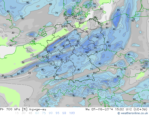 RH 700 hPa Arpege-eu St 05.06.2024 15 UTC