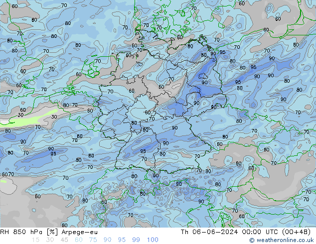 850 hPa Nispi Nem Arpege-eu Per 06.06.2024 00 UTC