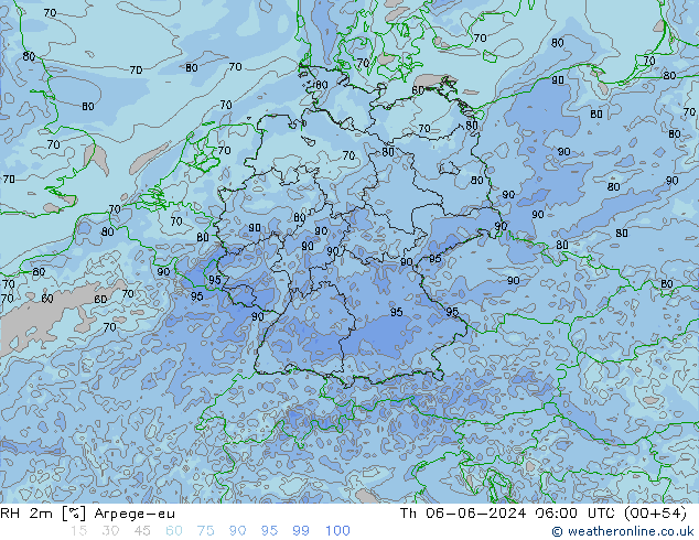 RH 2m Arpege-eu  06.06.2024 06 UTC