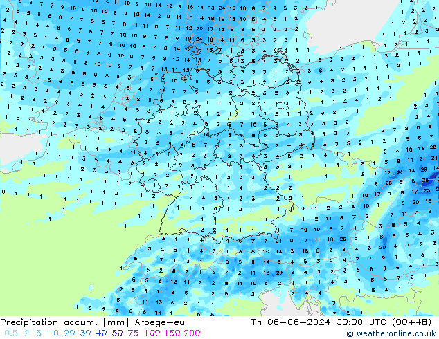 Toplam Yağış Arpege-eu Per 06.06.2024 00 UTC