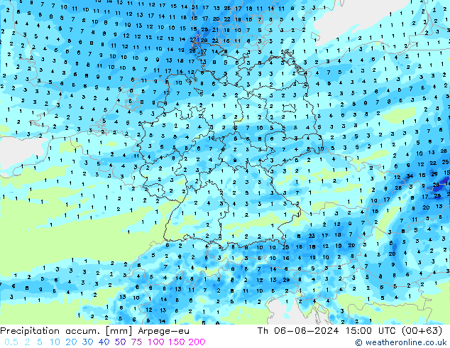 Toplam Yağış Arpege-eu Per 06.06.2024 15 UTC