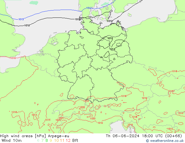 High wind areas Arpege-eu jeu 06.06.2024 18 UTC