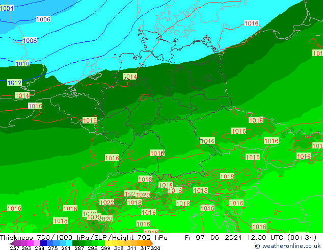 Thck 700-1000 hPa Arpege-eu Fr 07.06.2024 12 UTC