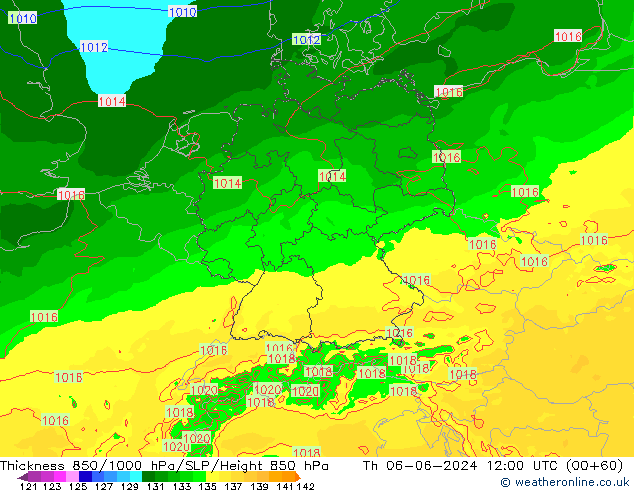 Thck 850-1000 hPa Arpege-eu Th 06.06.2024 12 UTC