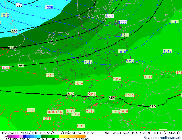 Thck 500-1000hPa Arpege-eu We 05.06.2024 06 UTC