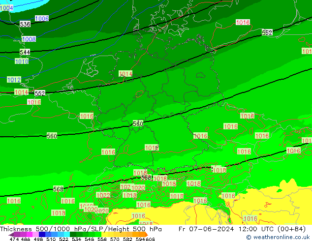 Thck 500-1000hPa Arpege-eu Fr 07.06.2024 12 UTC