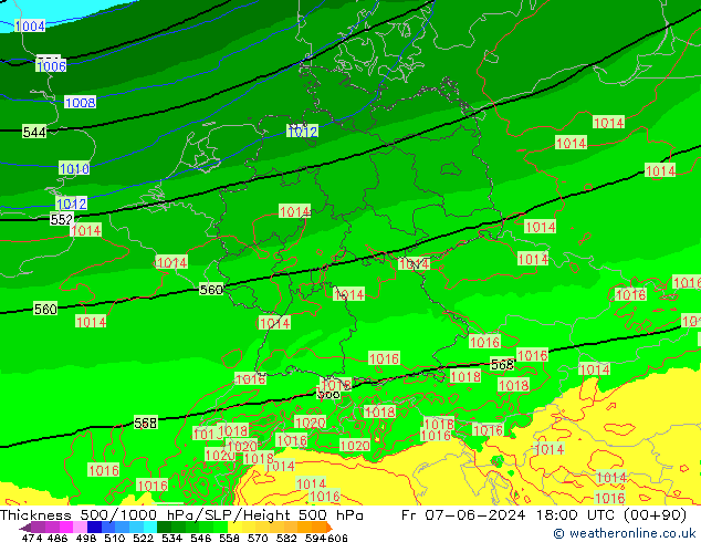 Thck 500-1000hPa Arpege-eu Fr 07.06.2024 18 UTC