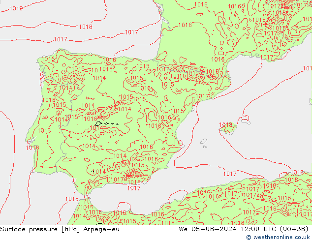 Surface pressure Arpege-eu We 05.06.2024 12 UTC