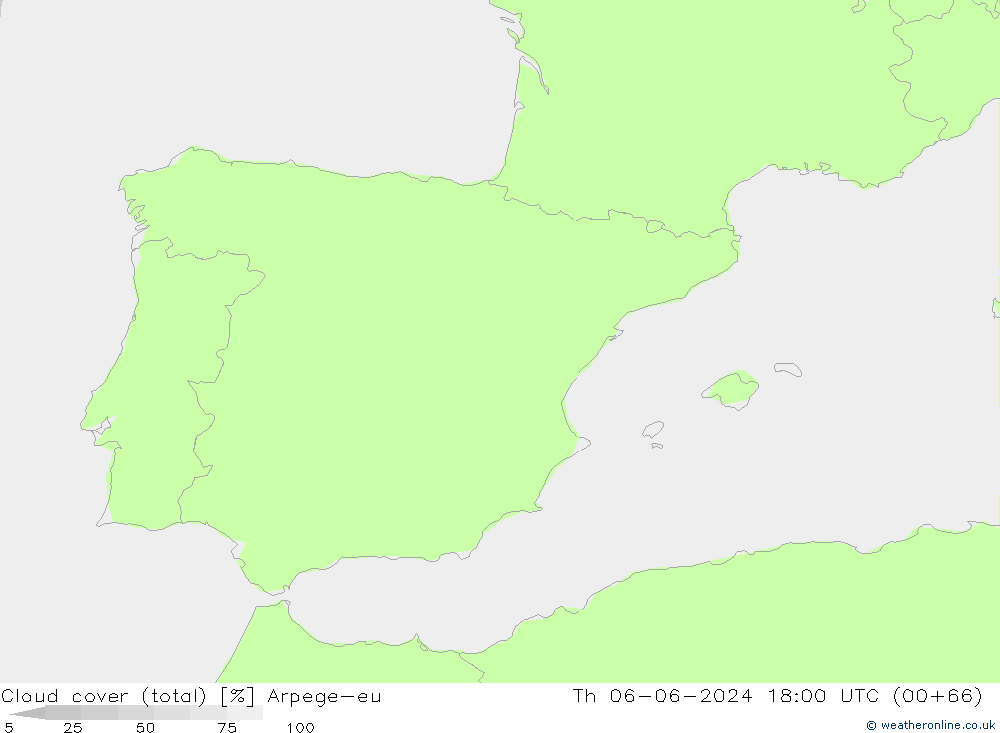 nuvens (total) Arpege-eu Qui 06.06.2024 18 UTC