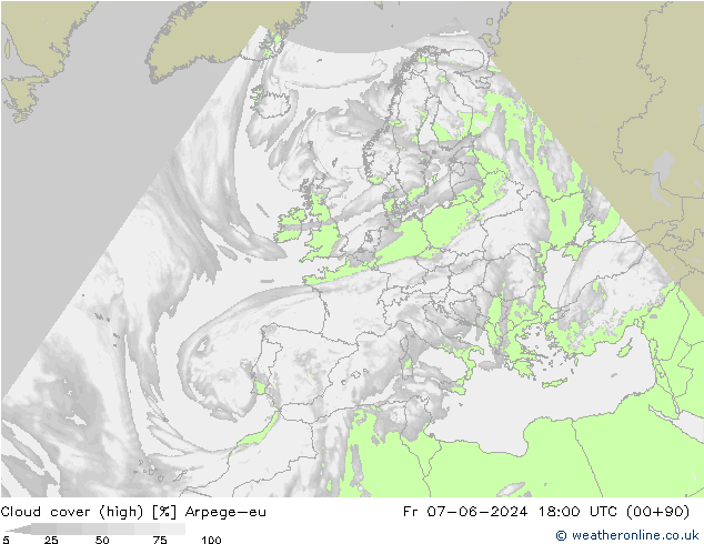 zachmurzenie (wysokie) Arpege-eu pt. 07.06.2024 18 UTC