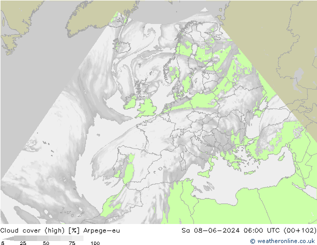 Bulutlar (yüksek) Arpege-eu Cts 08.06.2024 06 UTC