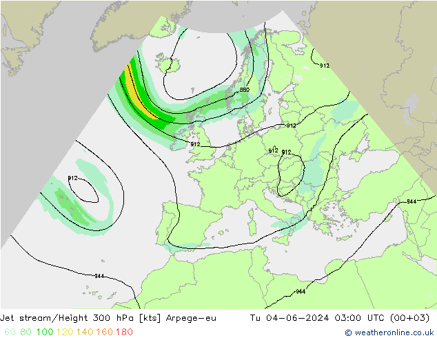 Jet stream Arpege-eu Ter 04.06.2024 03 UTC