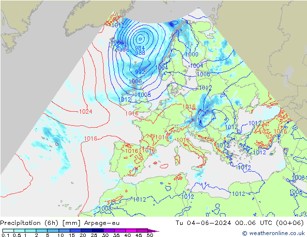 Nied. akkumuliert (6Std) Arpege-eu Di 04.06.2024 06 UTC