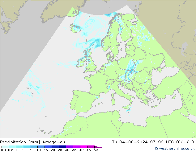 Niederschlag Arpege-eu Di 04.06.2024 06 UTC