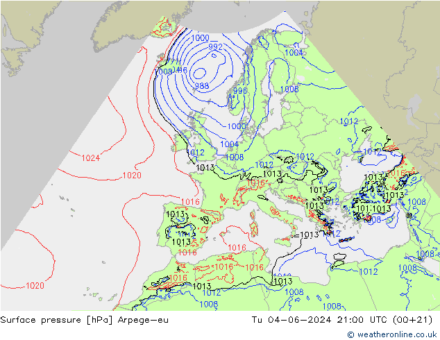 Luchtdruk (Grond) Arpege-eu di 04.06.2024 21 UTC