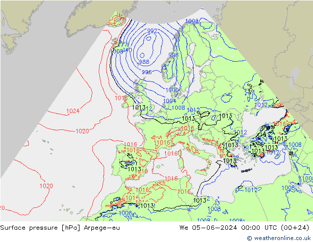 pression de l'air Arpege-eu mer 05.06.2024 00 UTC