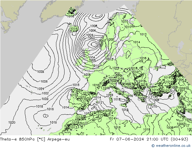 Theta-e 850hPa Arpege-eu Cu 07.06.2024 21 UTC