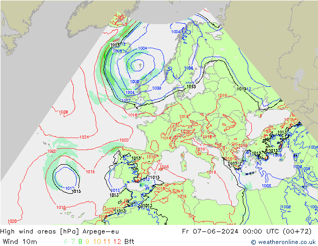 High wind areas Arpege-eu Sex 07.06.2024 00 UTC