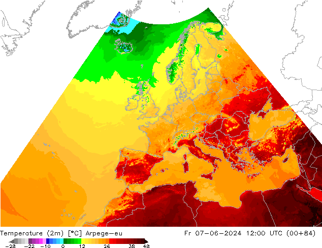 Temperature (2m) Arpege-eu Fr 07.06.2024 12 UTC