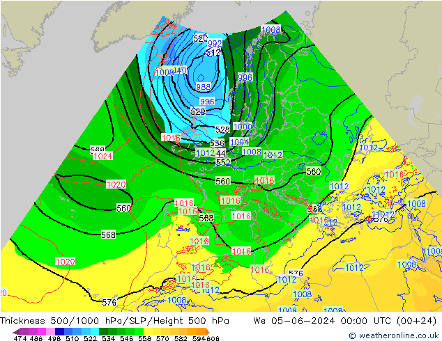 Thck 500-1000hPa Arpege-eu St 05.06.2024 00 UTC