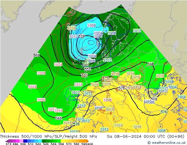 Thck 500-1000hPa Arpege-eu Sáb 08.06.2024 00 UTC